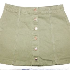 Olive Green Skirt with Buttons